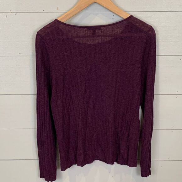 Eileen Fisher alpaca/wool blend eggplant purple lightweight sweater size small - Picture 8 of 8